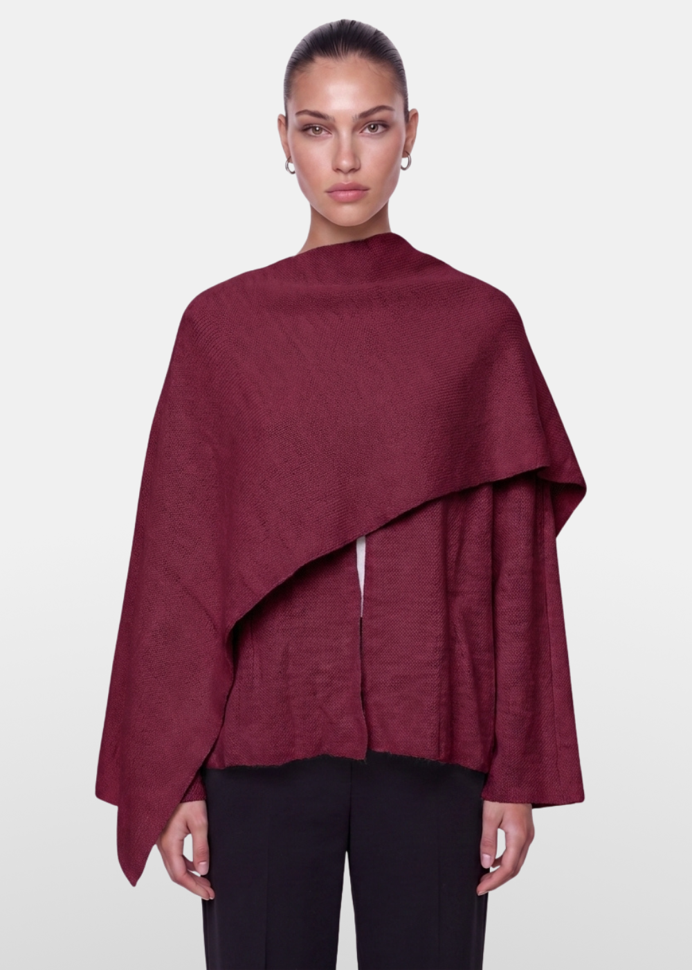 Knitted Cape Jacket Wine