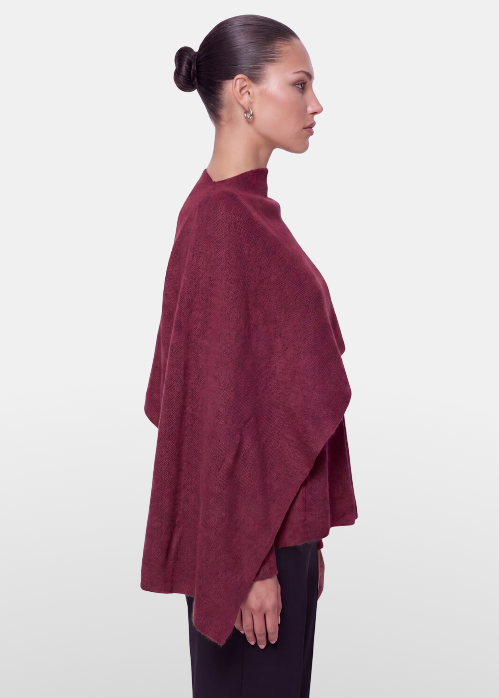Knitted Cape Jacket Wine