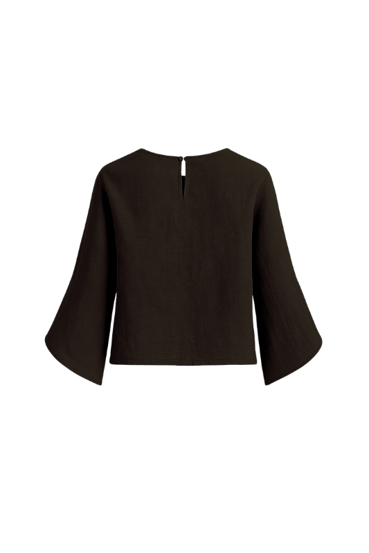 Slit Sleeve Blouse - Chocolate