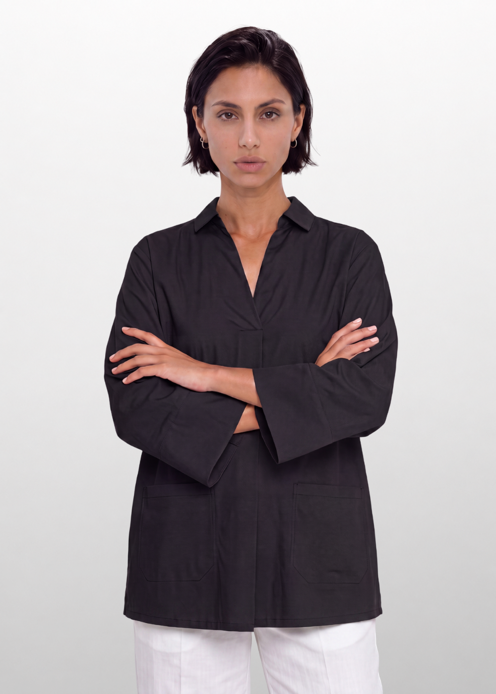 Collared Relaxed Blouse Black