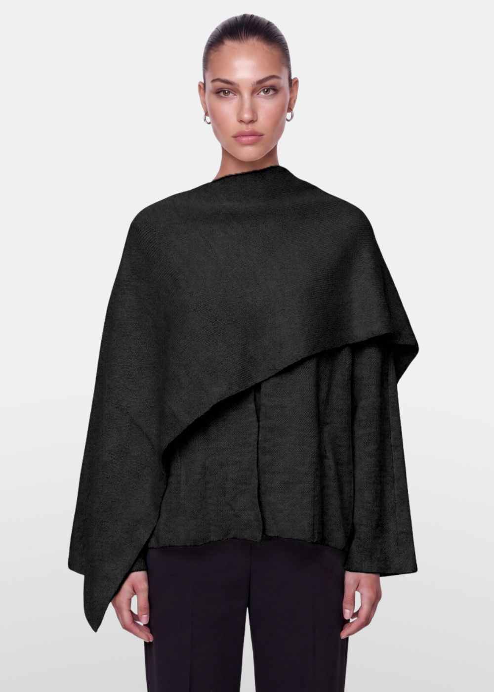 Knitted Cape Jacket Black