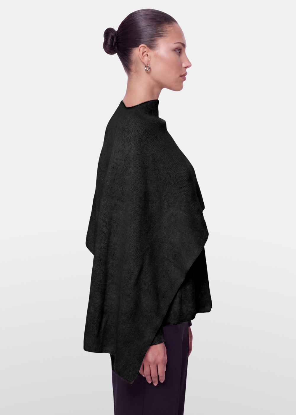 Knitted Cape Jacket Black