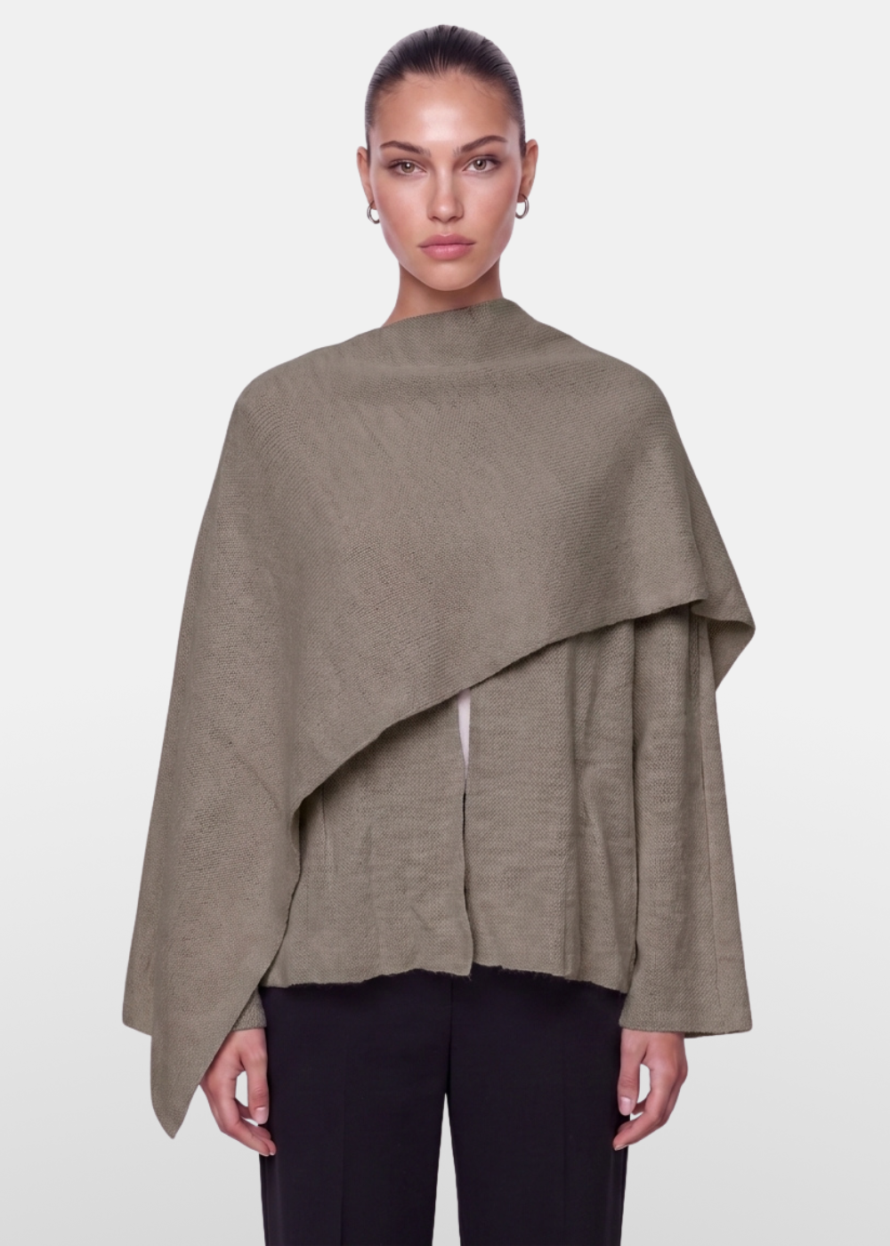 Knitted Cape Jacket Taupe