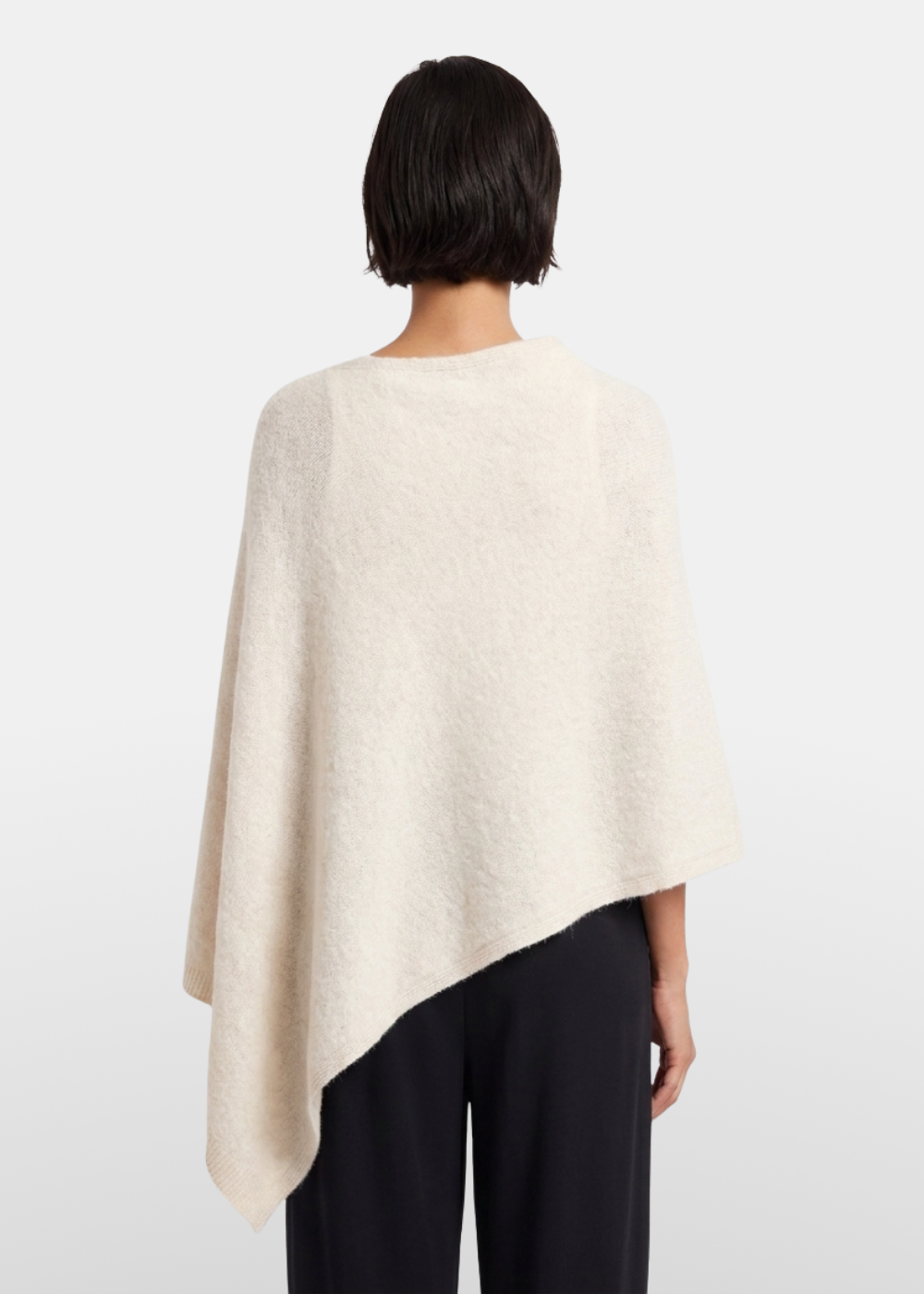 Asymmetrical Knitted Cape Poncho Beige