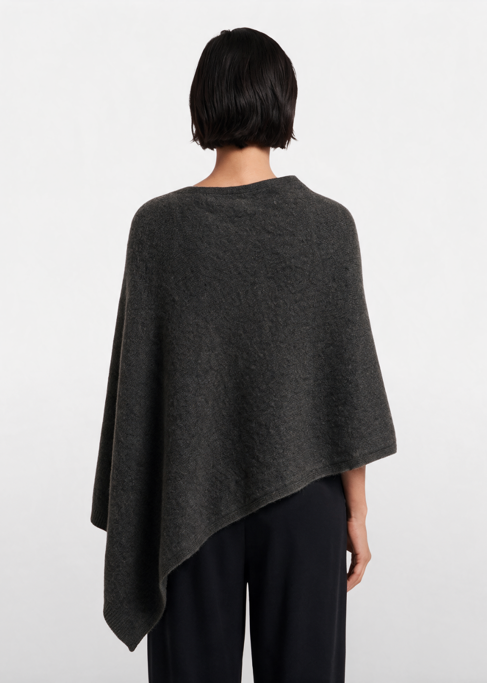Asymmetrical Knitted Cape Poncho Ash Brown