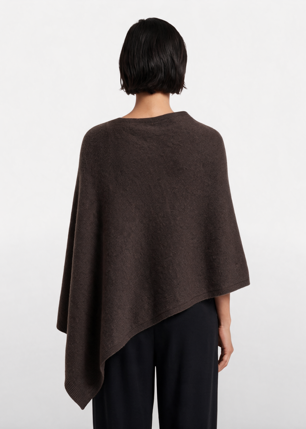 Asymmetrical Knitted Cape Poncho Chocolate