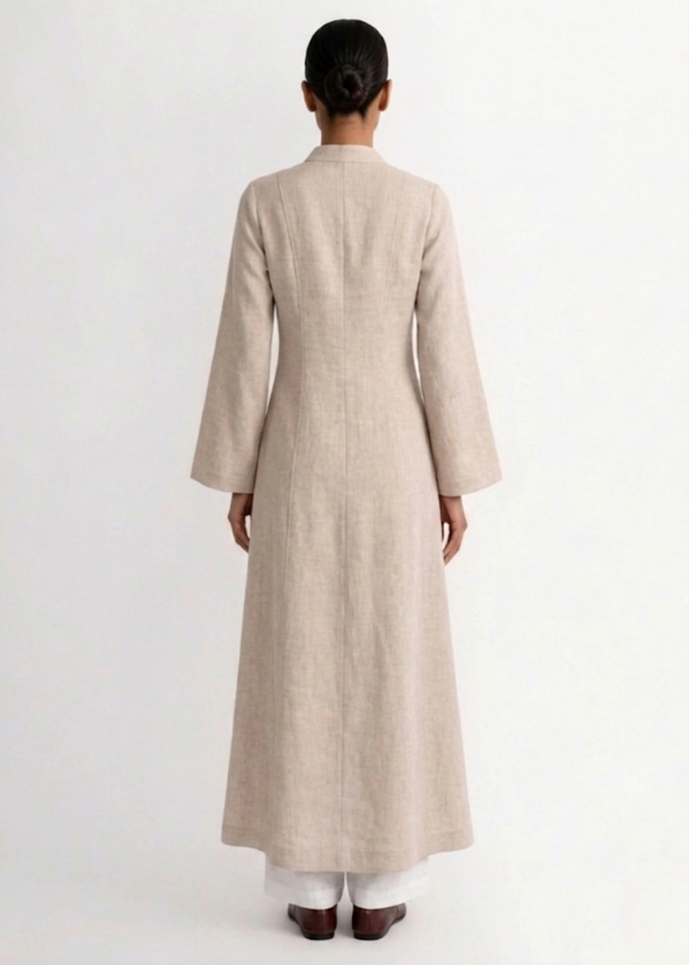 Linen Slit Dress - Beige