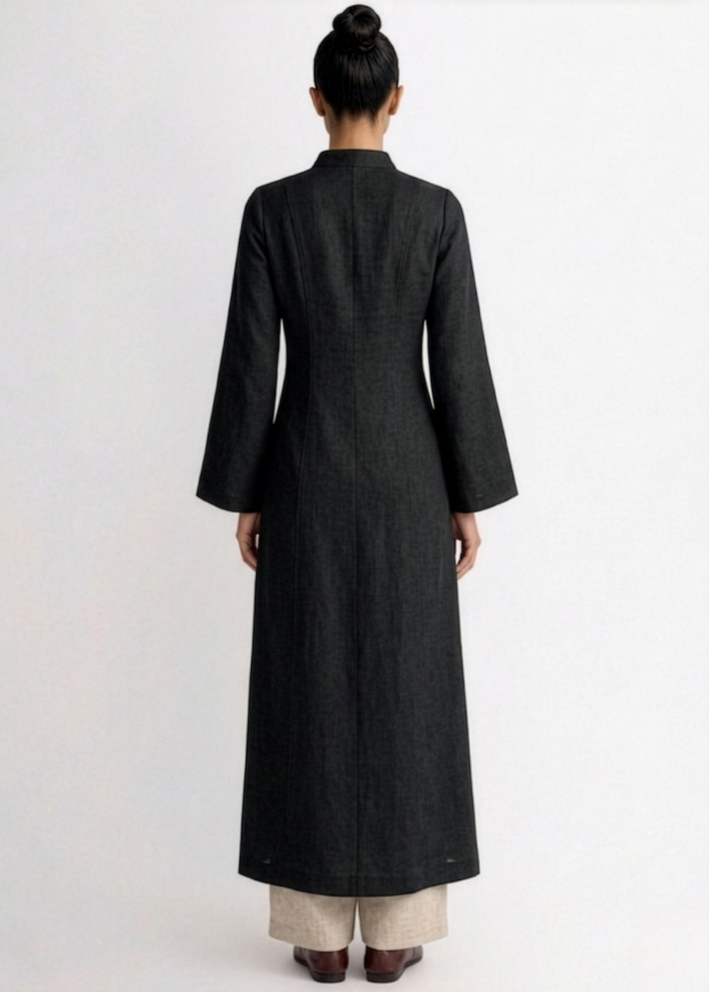 Black - Linen Slit Dress