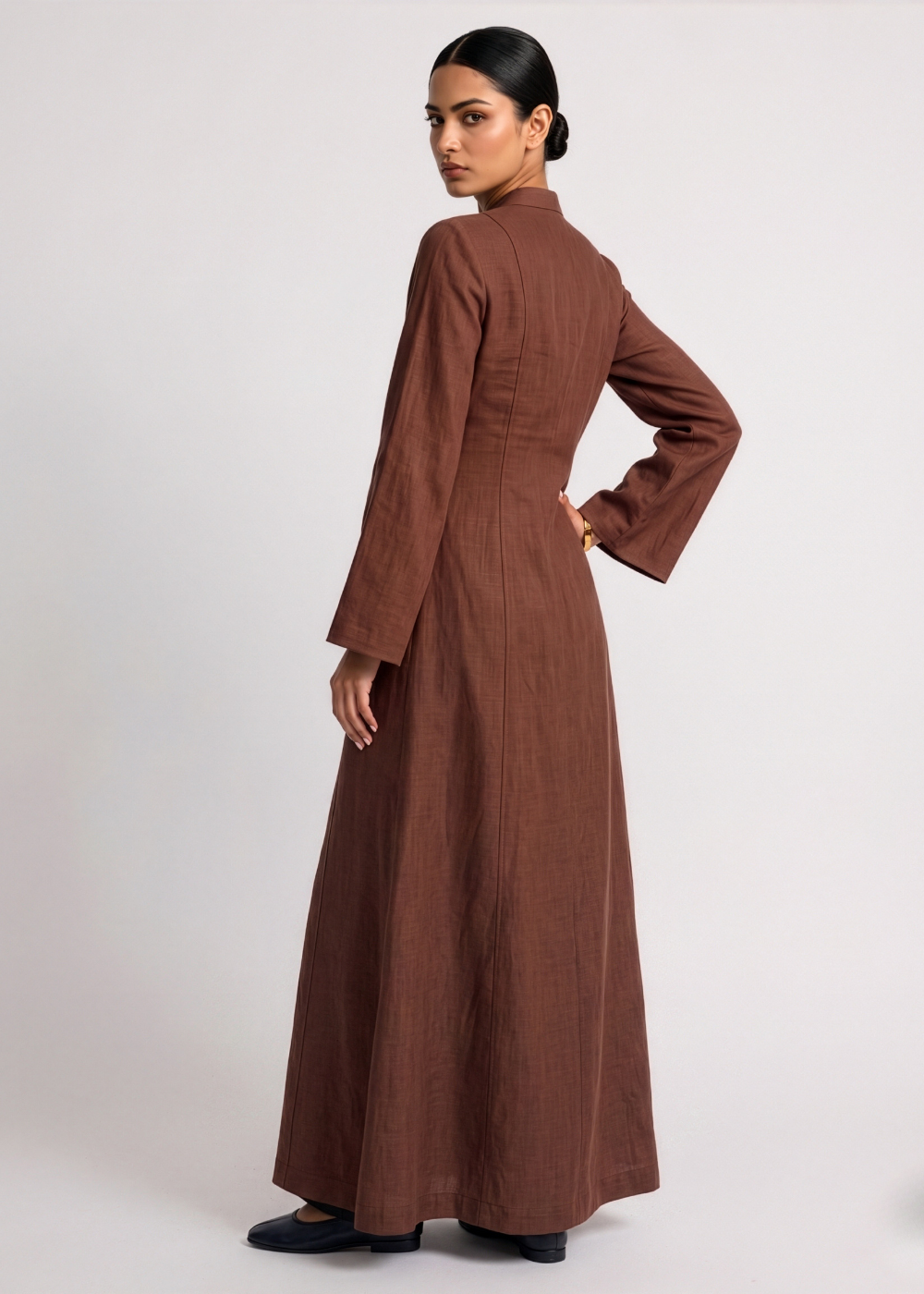 Linen Slit Dress- Burnt Orange