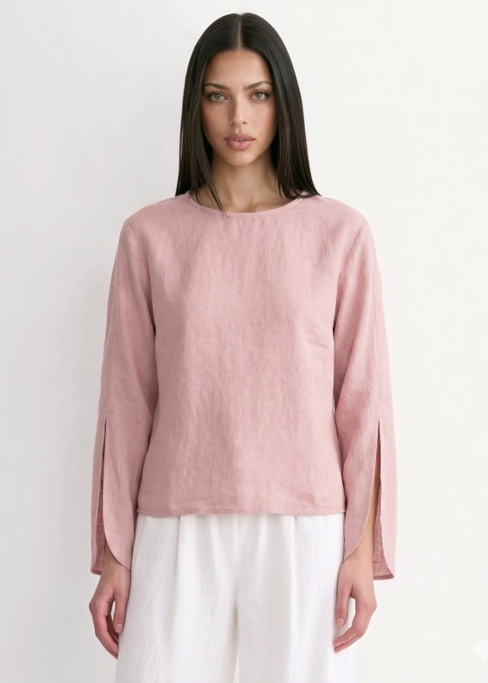 Slit Sleeve Blouse - Dusty Pink