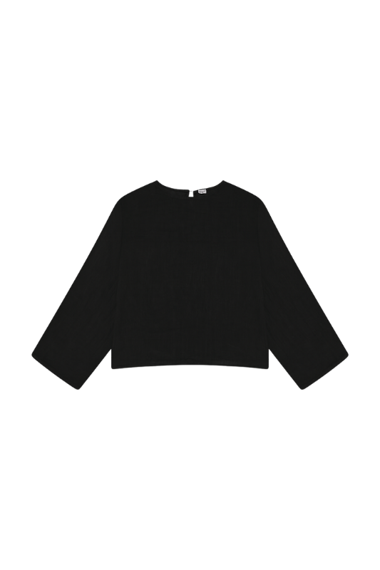 Slit Sleeve Blouse - Black