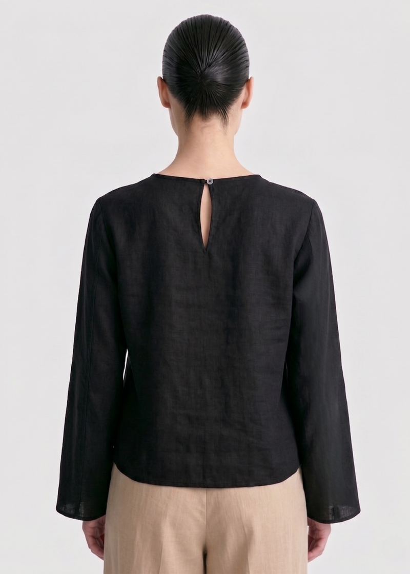 Black - Linen Slit Sleeve