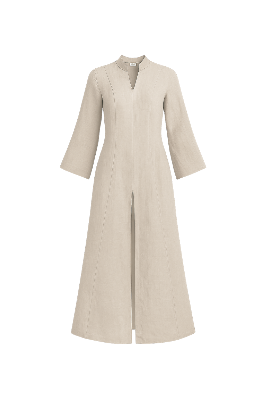 Linen Slit Dress - Beige