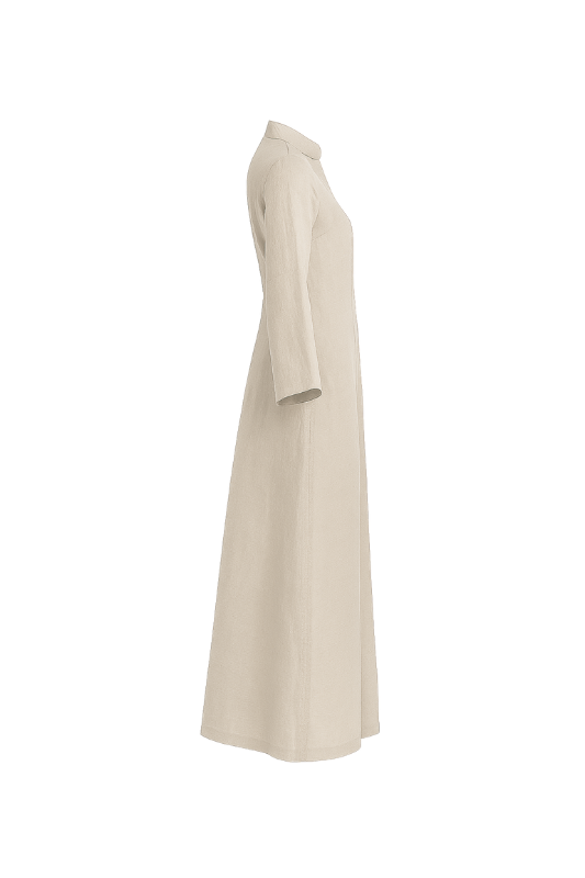 Linen Slit Dress - Beige