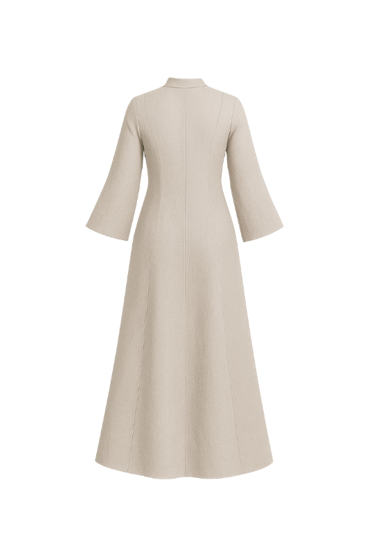 Linen Slit Dress - Beige