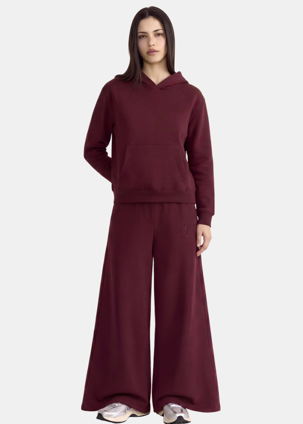 wine — model wearing pullover