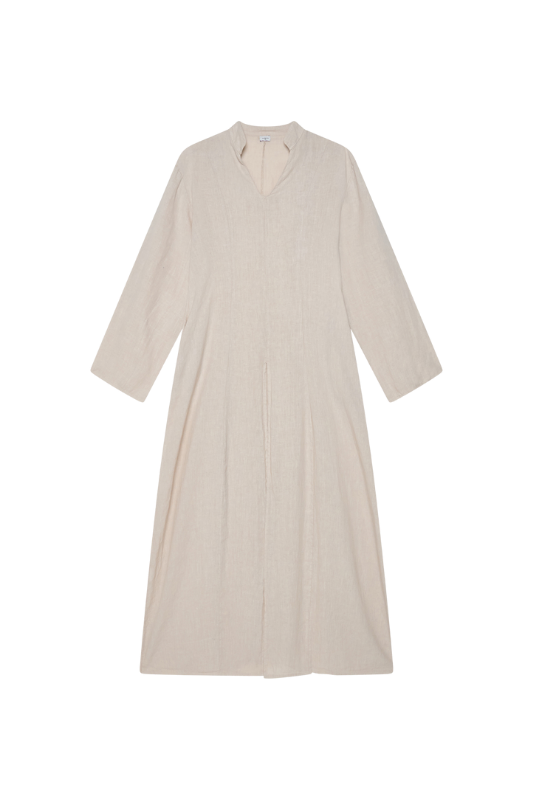 Linen Slit Dress - Beige