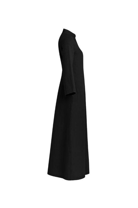 Linen Slit Dress - Black