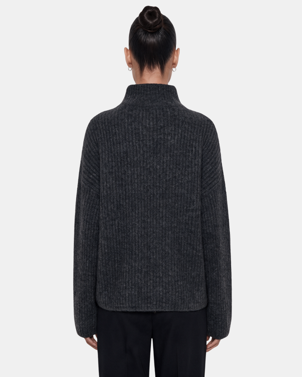 Wool Blend Zip Jacket Charcoal