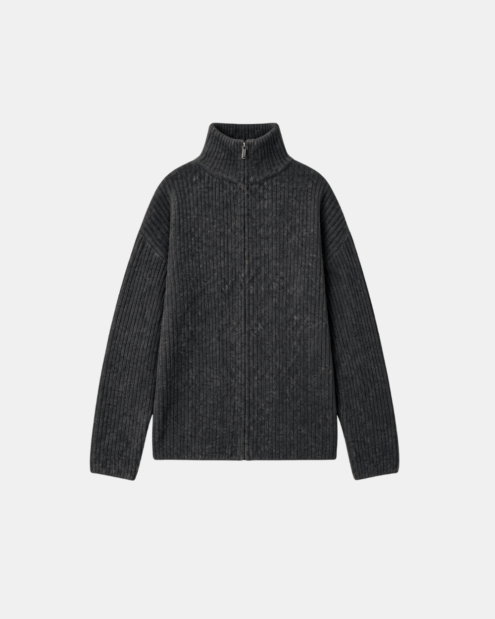 Wool Blend Zip Jacket Charcoal