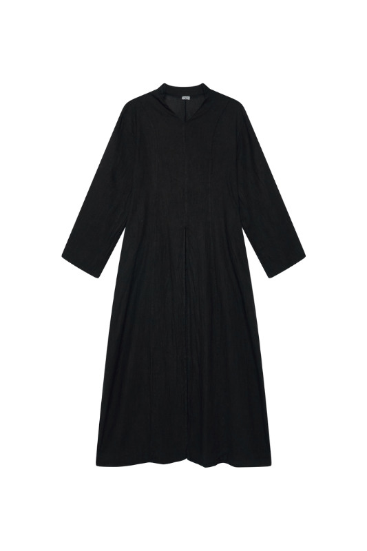 Linen Slit Dress - Black