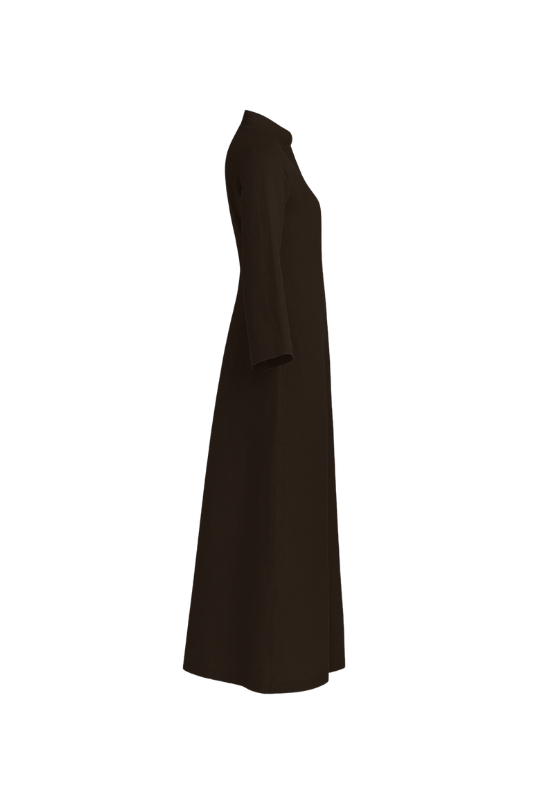 Linen Slit Dress - Chocolate