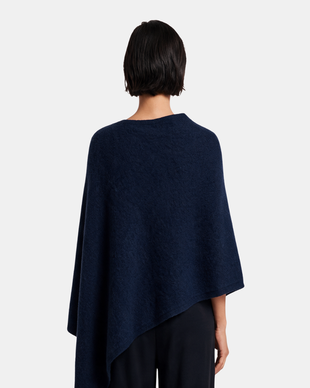 Asymmetrical Knitted Cape Poncho Navy