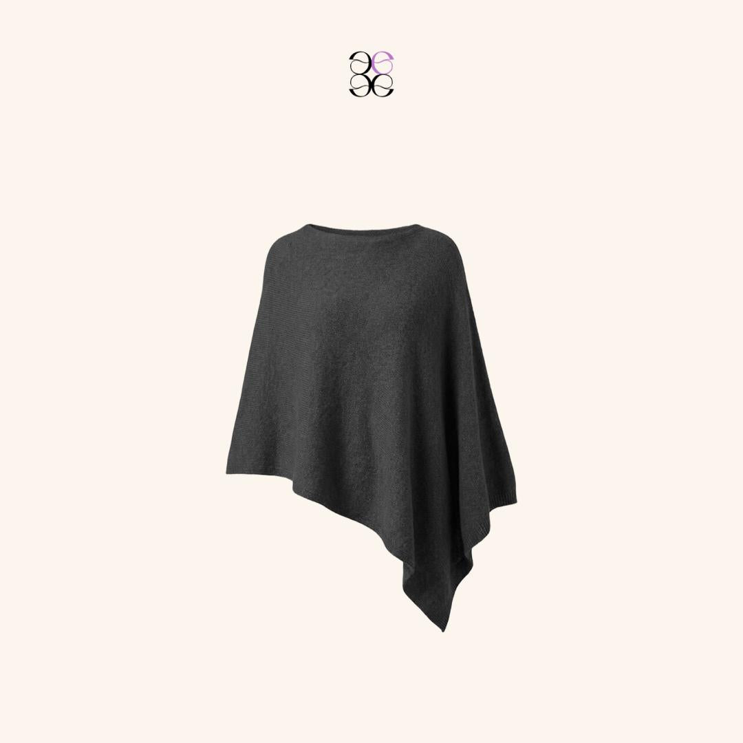 emlavish Asymmetrical Knitted Cape Poncho