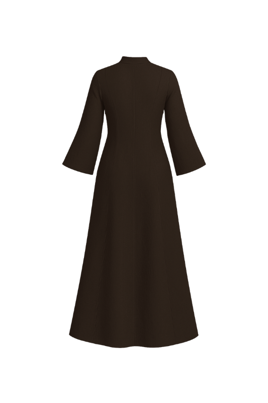 Linen Slit Dress - Chocolate