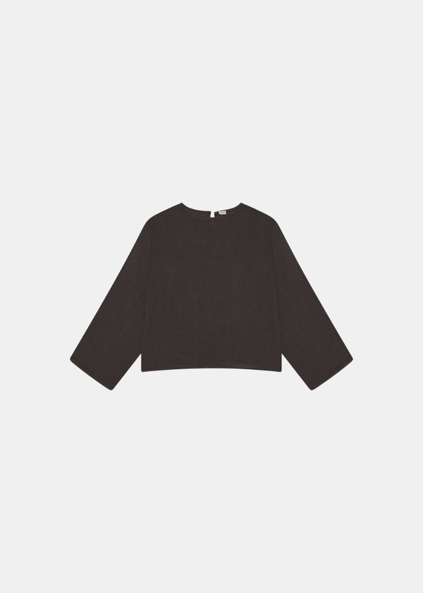 Slit Sleeve Blouse - Chocolate