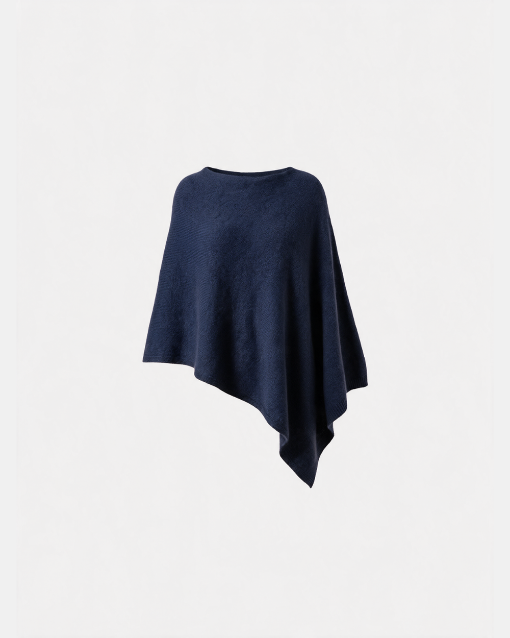 Asymmetrical Knitted Cape Poncho Navy