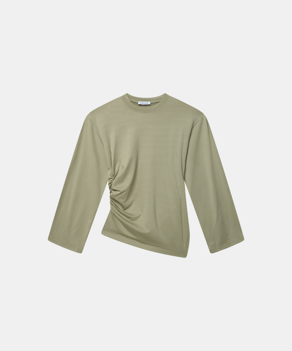 Ruched Asymmetric Drape Top