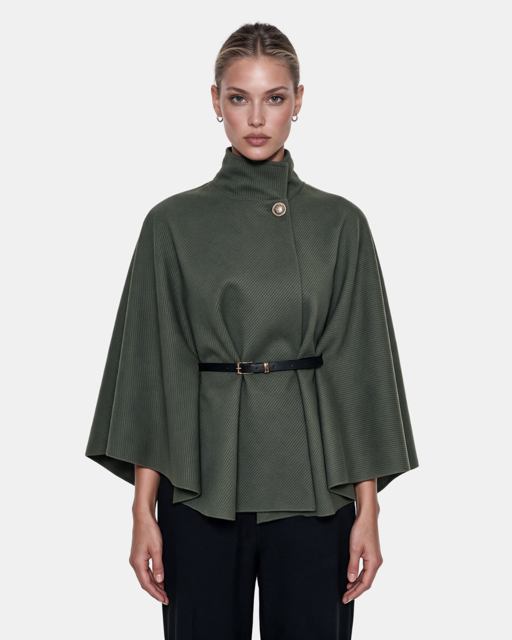 Cape Jacket With Belt Khaki