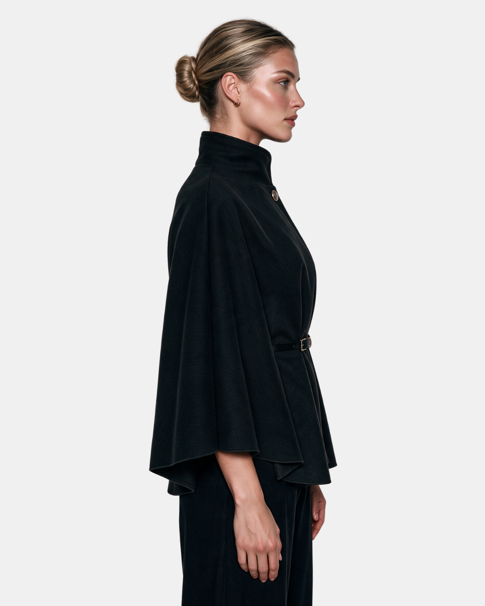 Cape Jacket With Belt Black