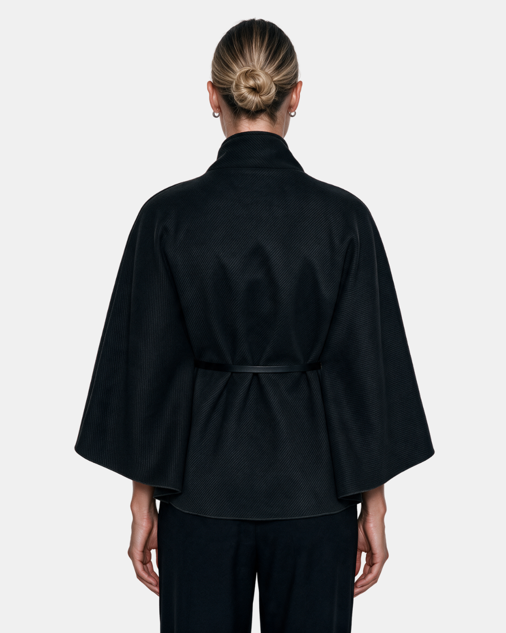 Cape Jacket With Belt Black