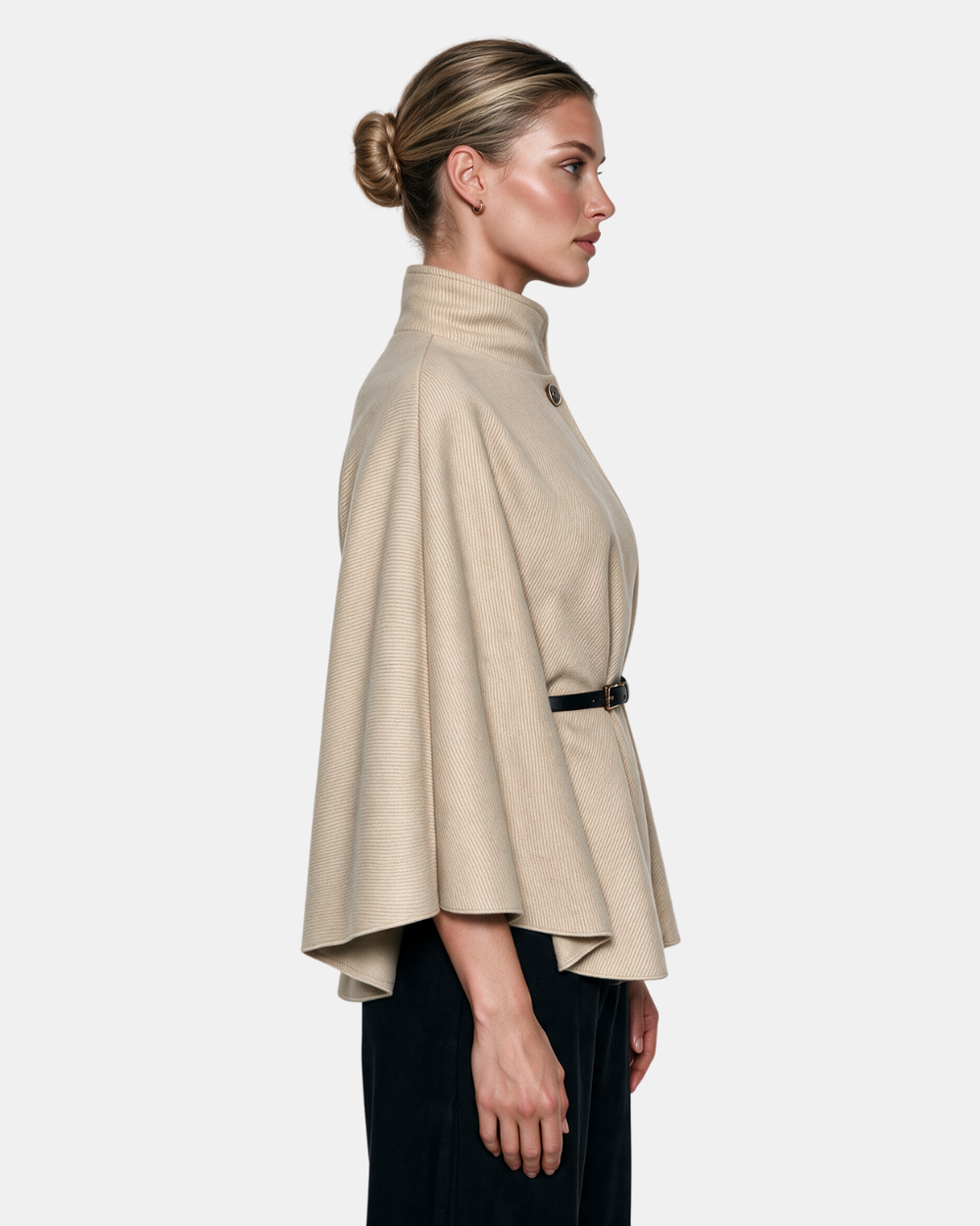 Cape Jacket With Belt Beige