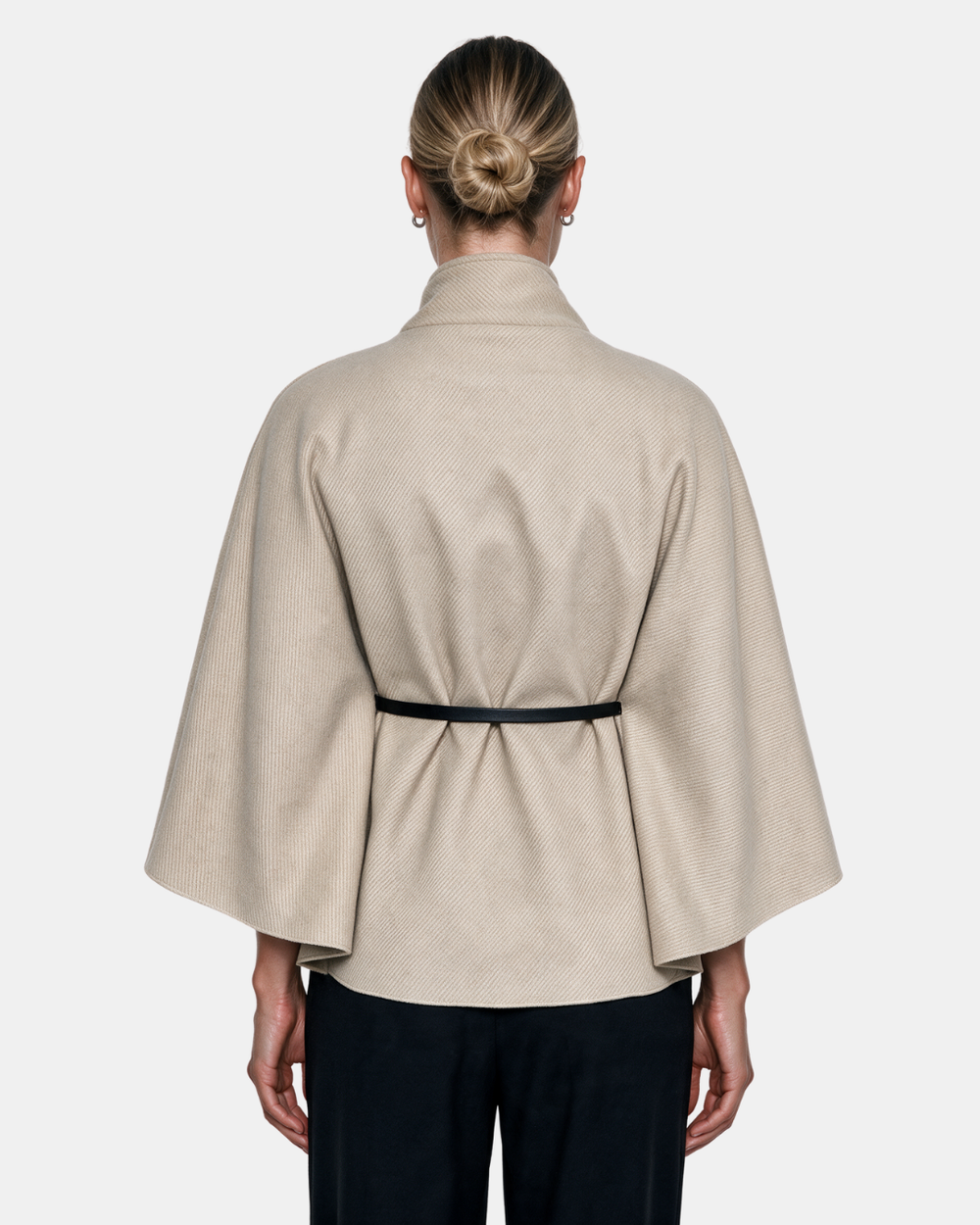 Cape Jacket With Belt Beige