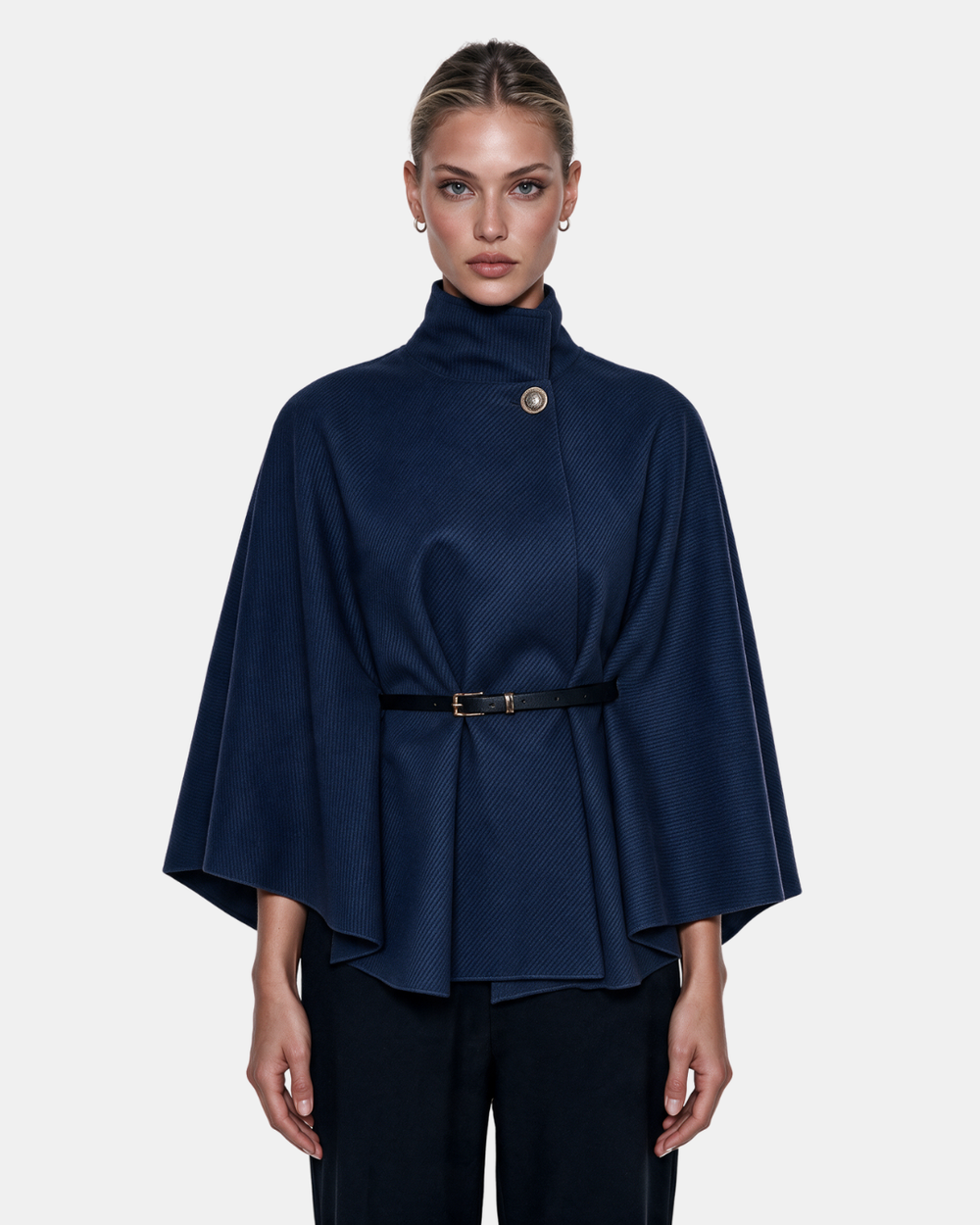 Cape Jacket With Belt Navy