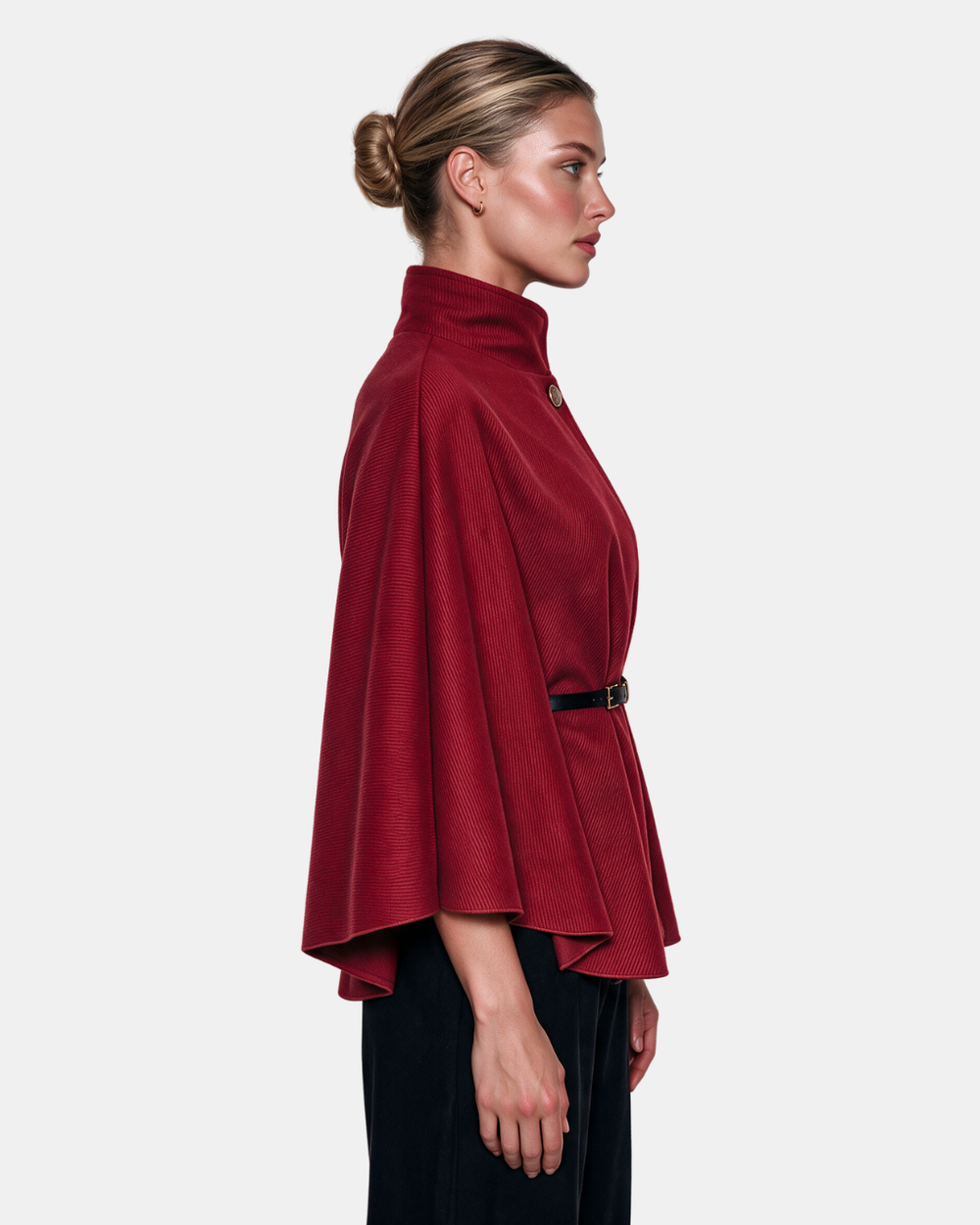 Cape Jacket With Belt Red