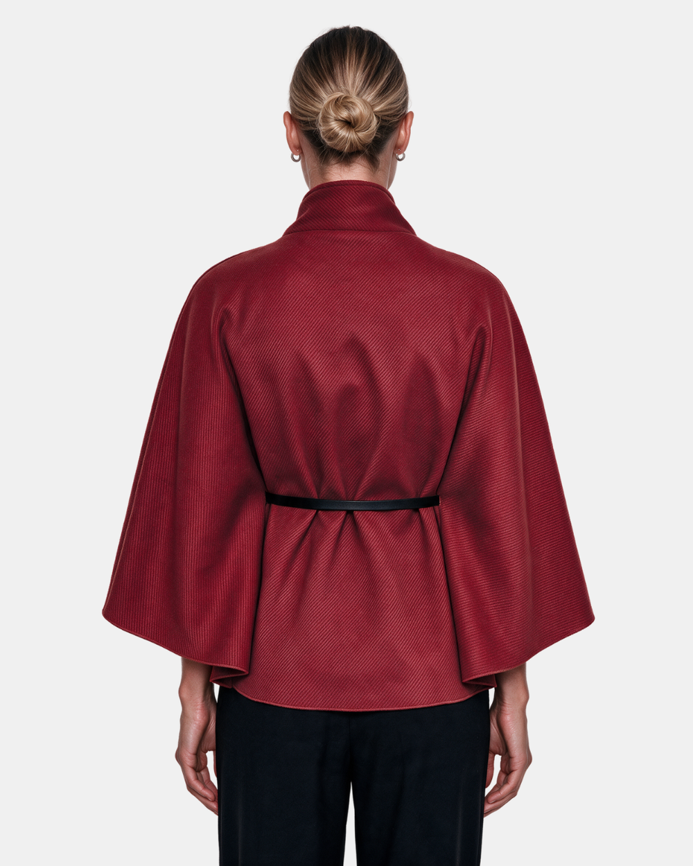 Cape Jacket With Belt Red