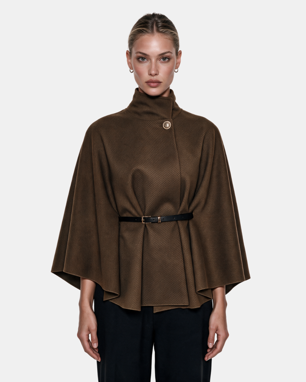 Cape Jacket With Belt Chocolate
