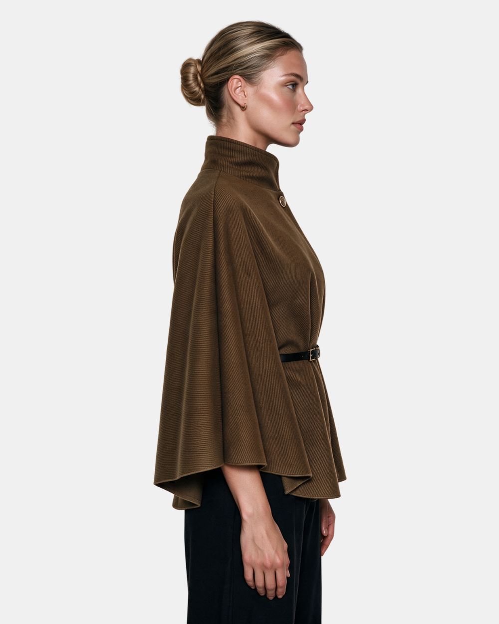 Cape Jacket With Belt Chocolate