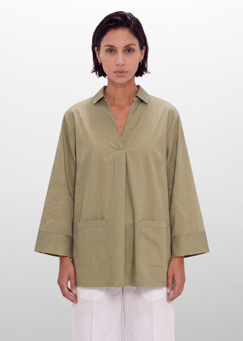Collared Relaxed Blouse Olive
