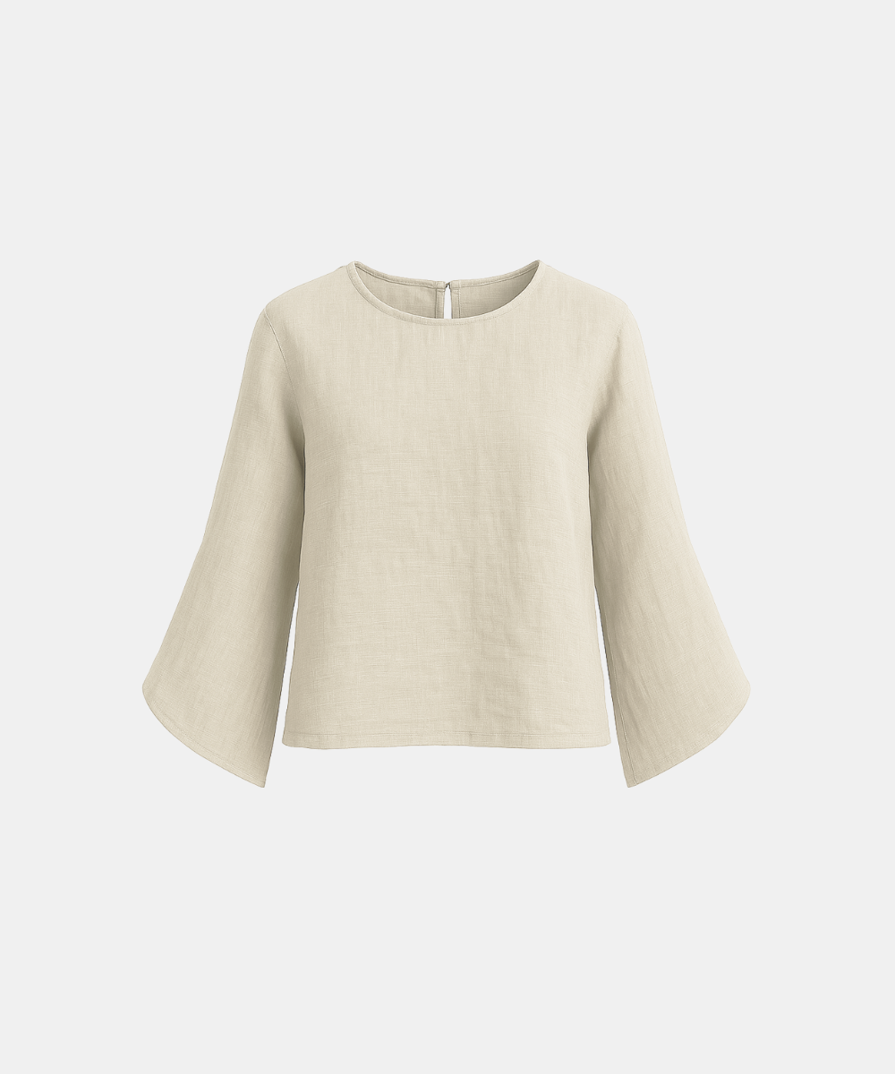 Slit Sleeve Blouse - Beige