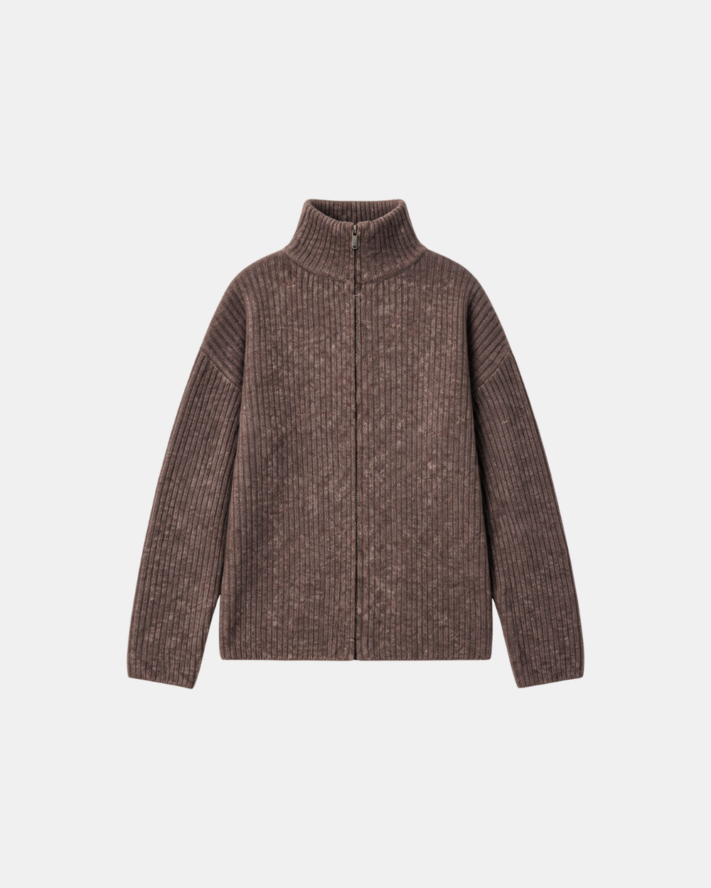 Wool Blend Zip Jacket Taupe