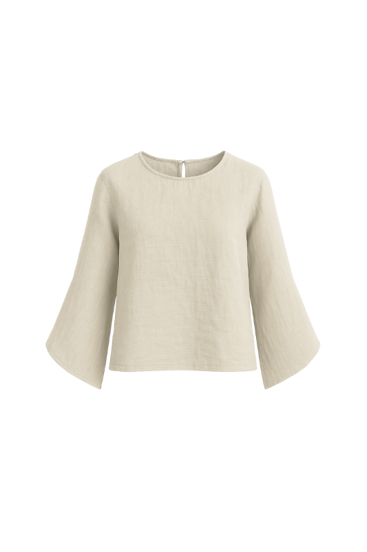Slit Sleeve Blouse - Beige