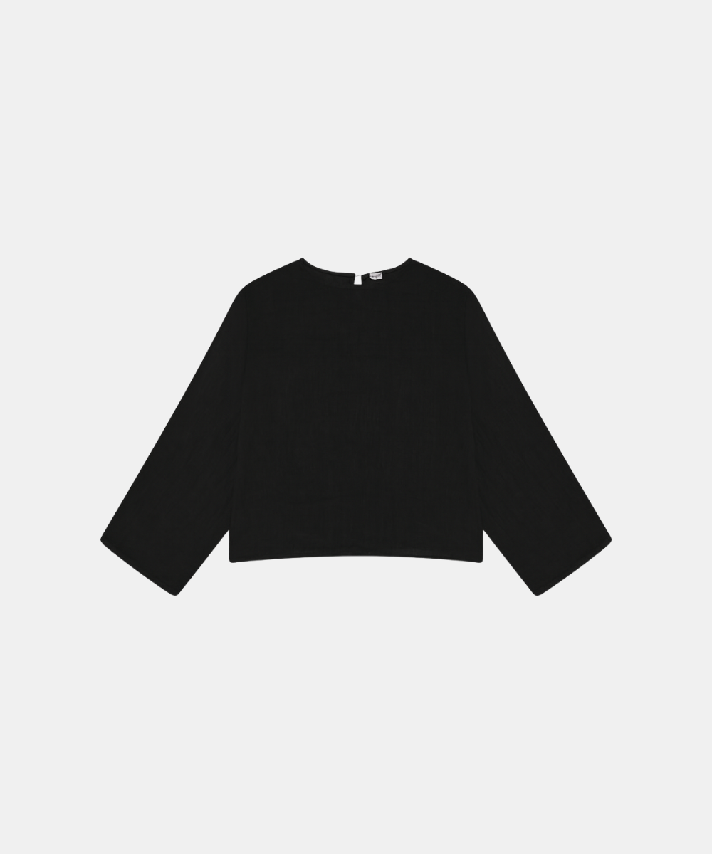 Slit Sleeve Blouse - Black