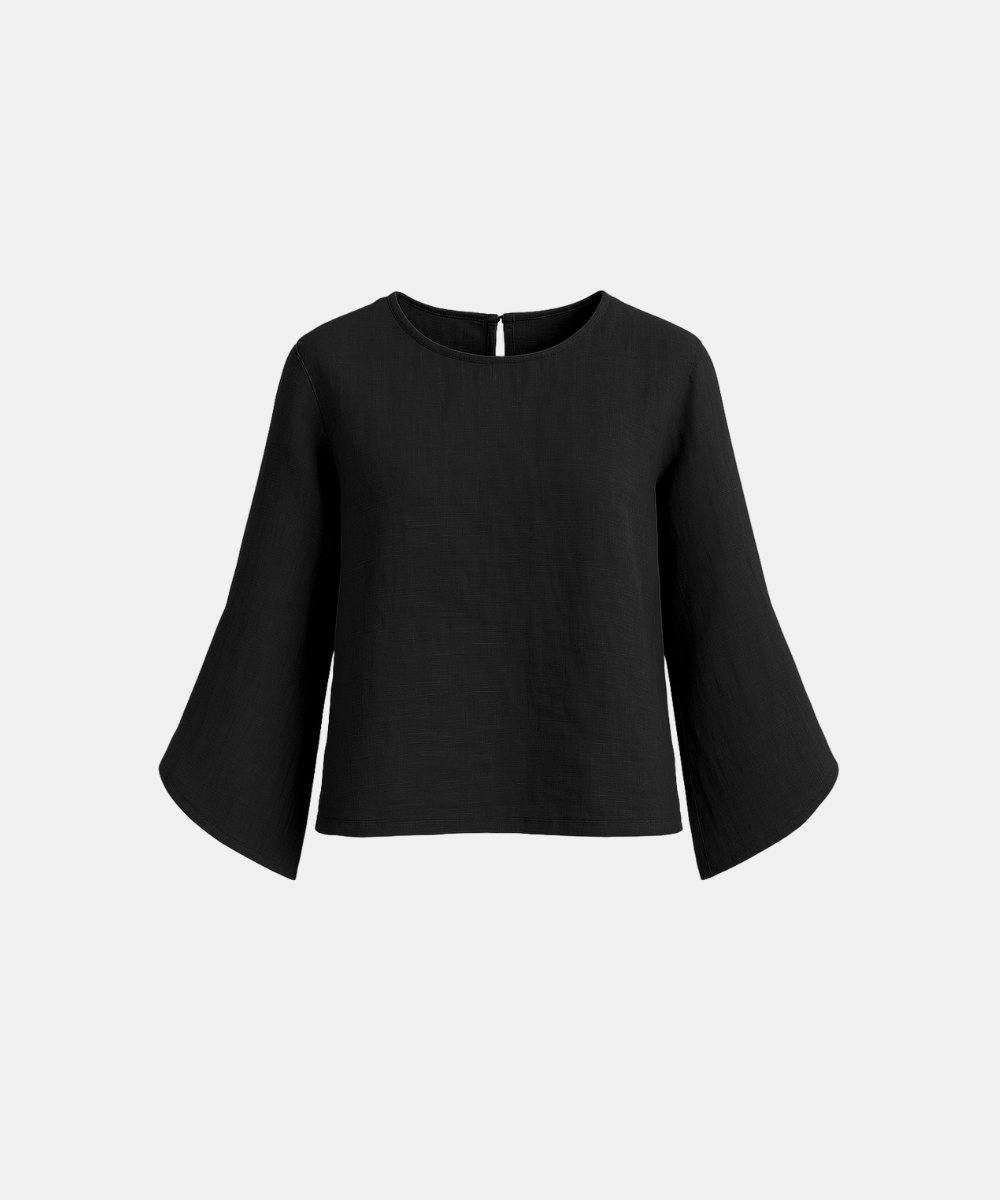 Slit Sleeve Blouse - Black