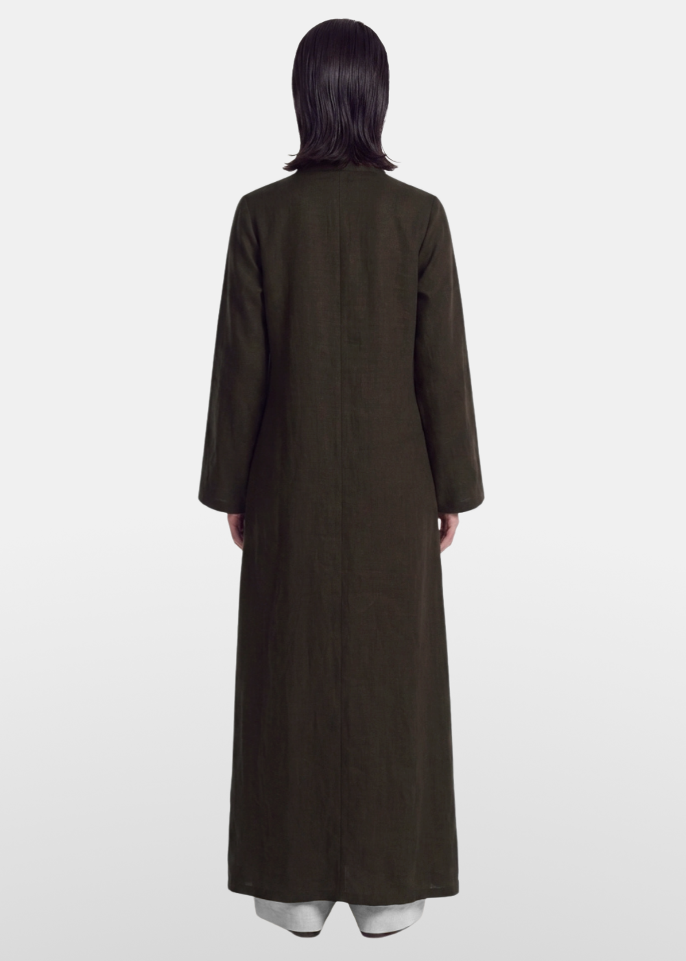 Side Slit Linen Dress -  Chocolate