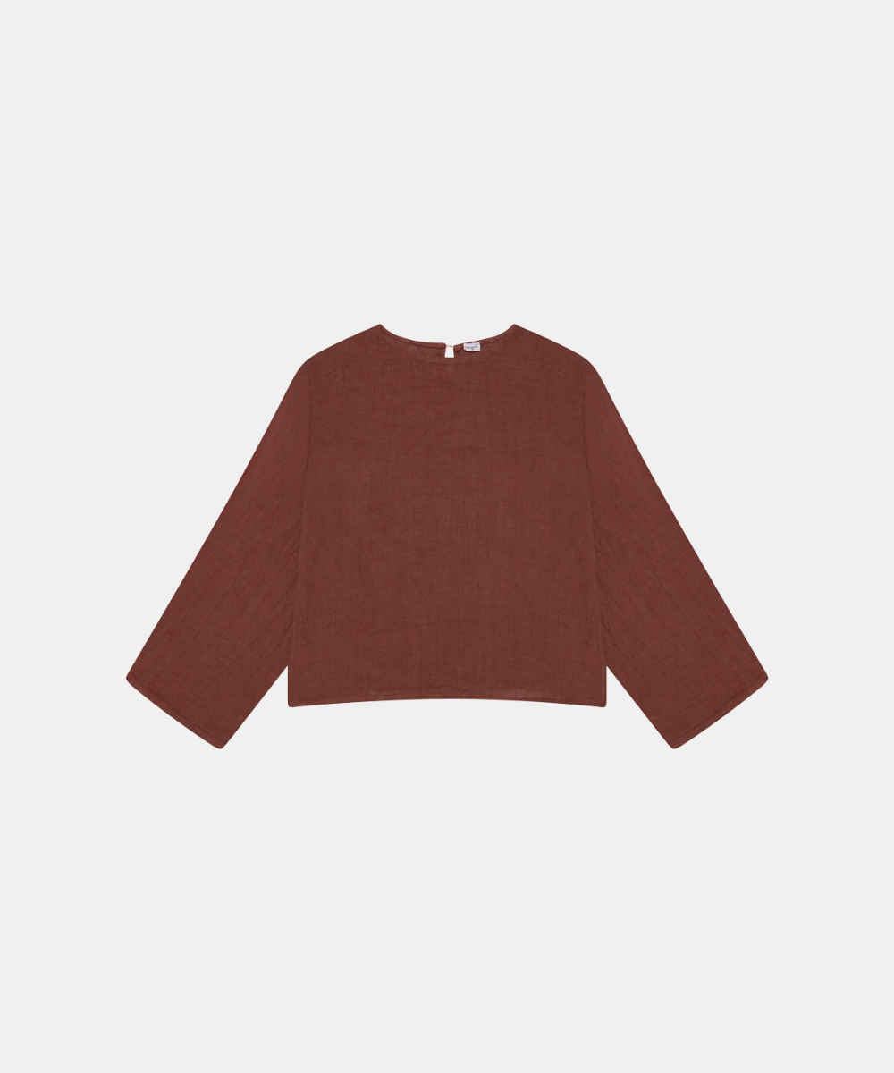 Slit Sleeve Blouse - Burnt Orange